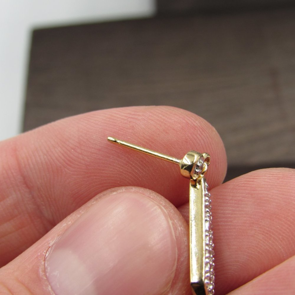 Sterling Silver Simple Diamond Dangle Earrings - image 3